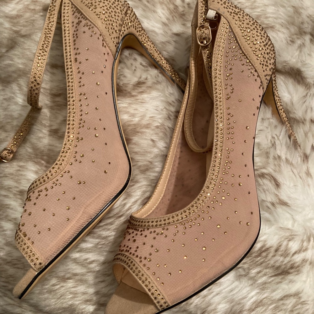 Rose Gold peep toe stiletto sz42 9.5/10US